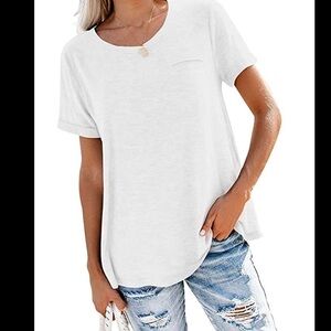 𝅺white loose fitting t shirt